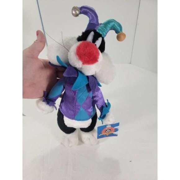 Warner Bros. 1997 Sylvester the Cat Jester 10" Looney Tunes Stuffed‎ Plush - Picture 1 of 9